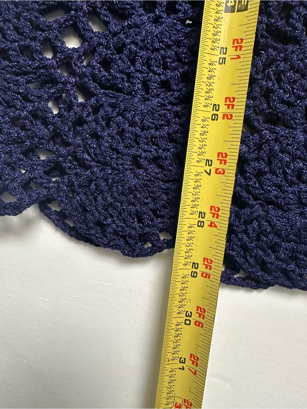 VINTAGE 70s Skirt HandmadeBlue Crochet Knit A-line HIPPIE FAIRY WHIMSIGOTH S/M - Picture 3 of 5